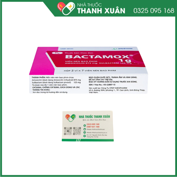 Thuốc Bactamox 1g Imexpharm điều trị nhiễm khuẩn